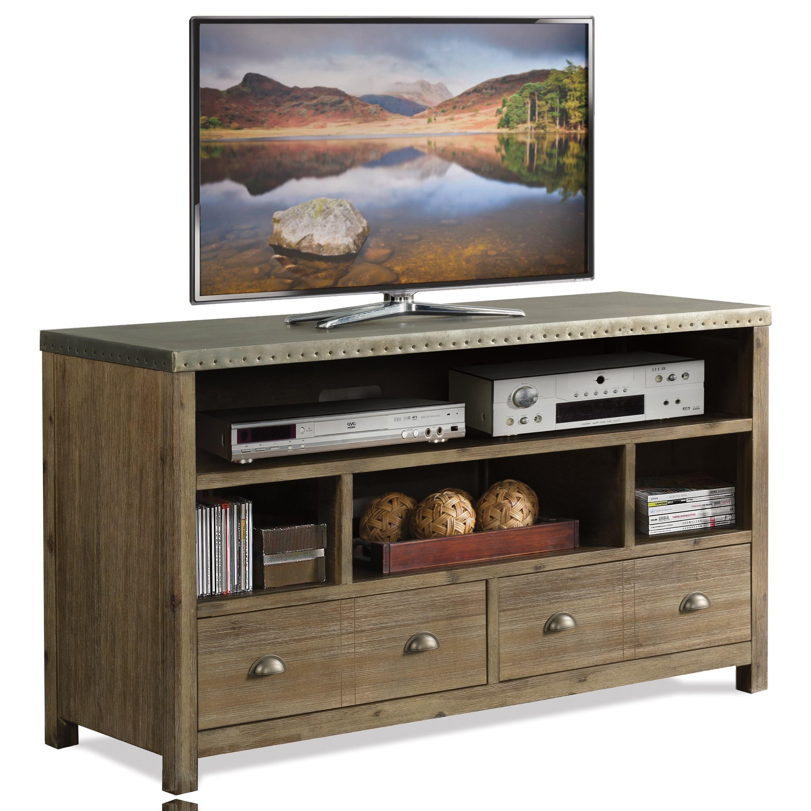 54 inch tv stand distressed riverside furniture liam industrial 54 inch tv console with metal top 54 inch tv stand distressed riverside furniture liam industrial 54 inch tv console with metal top